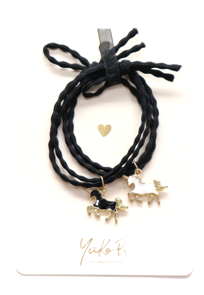 YUKO - Bracelet noir + licorne