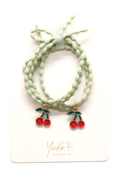 YUKO - Bracelet kaki + cerises