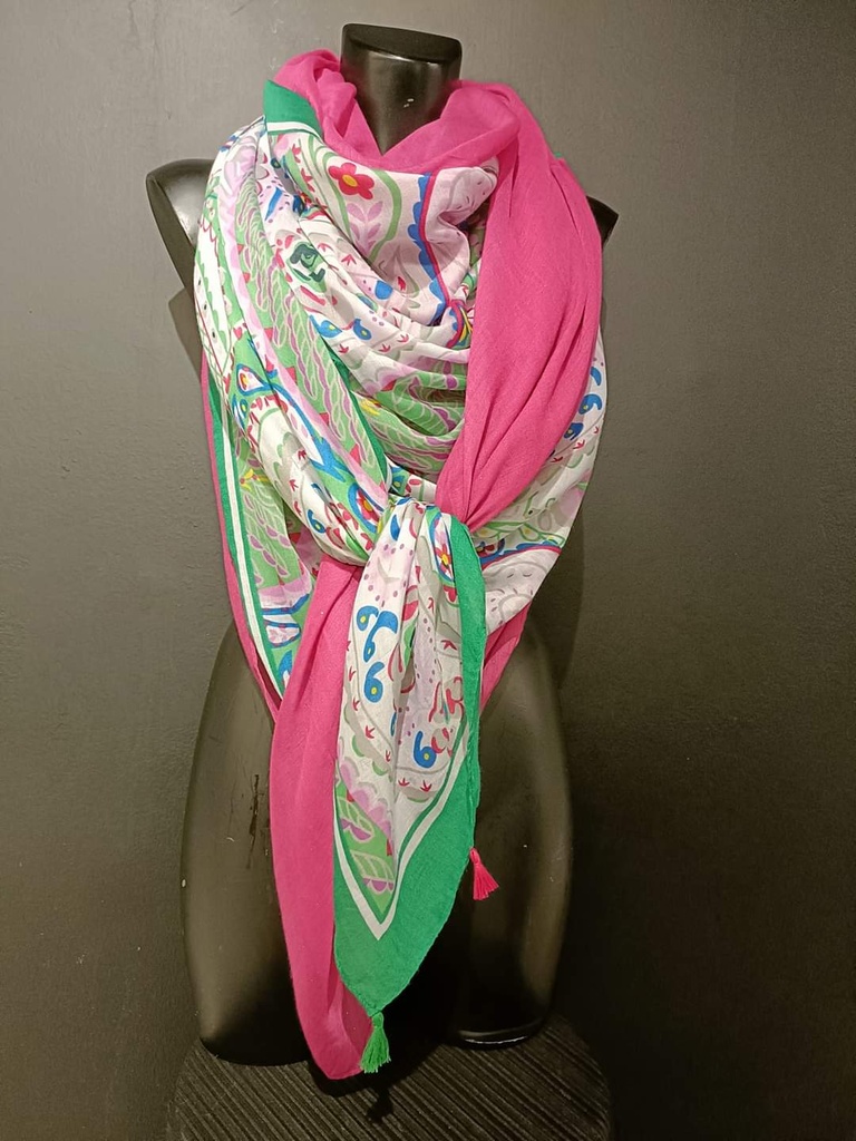 TIMES NACH - Foulard rose, vert, bleu