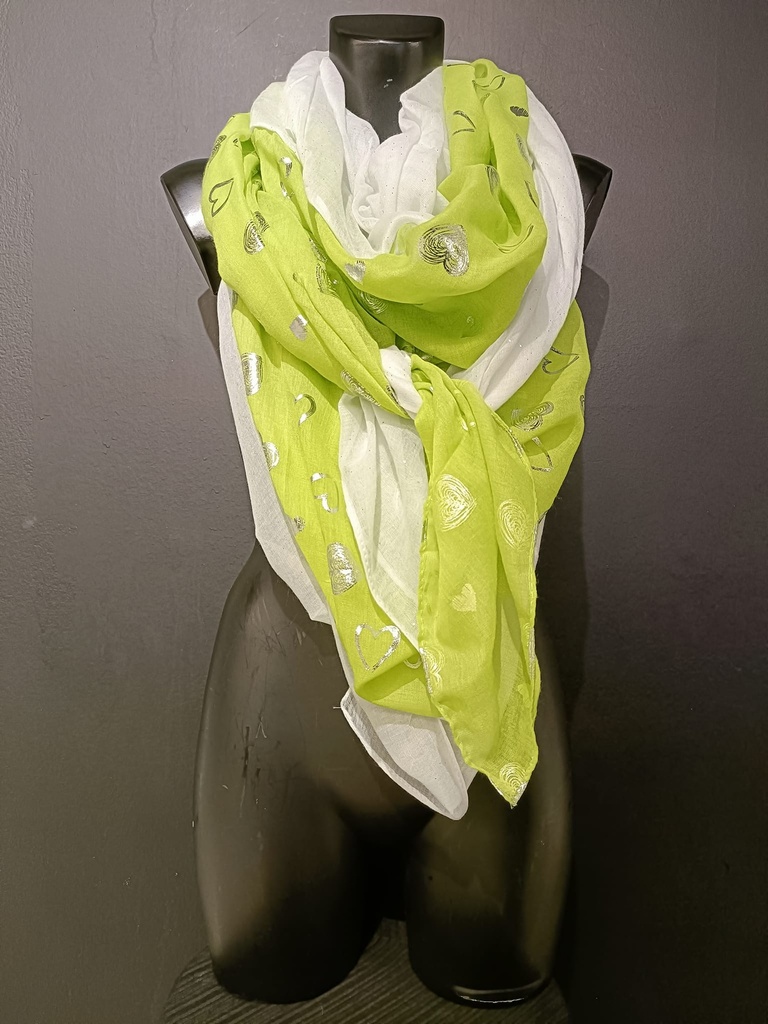 TIMES NACH - Foulard lemon et blanc + coeurs argenté  (SITE)