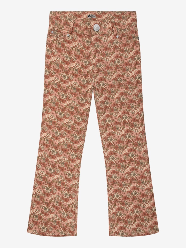 DAILY7 - Pantalon à fleurs kaki et vieux rose