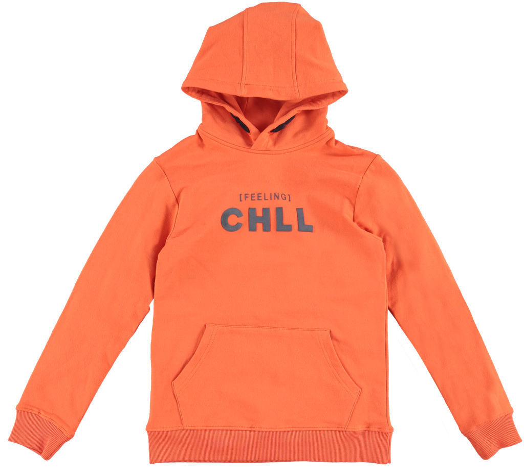 B'CHILL - Pull capuche orange + inscription bleu