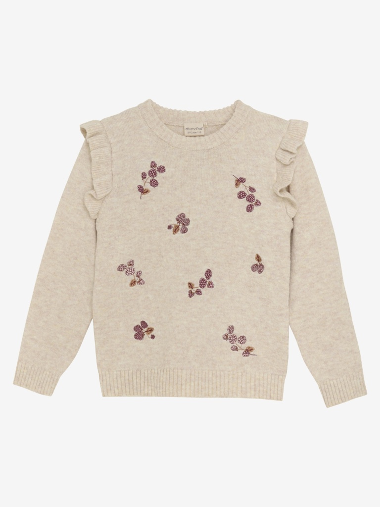 MINYMO - Pull beige + cerises  (SITE)