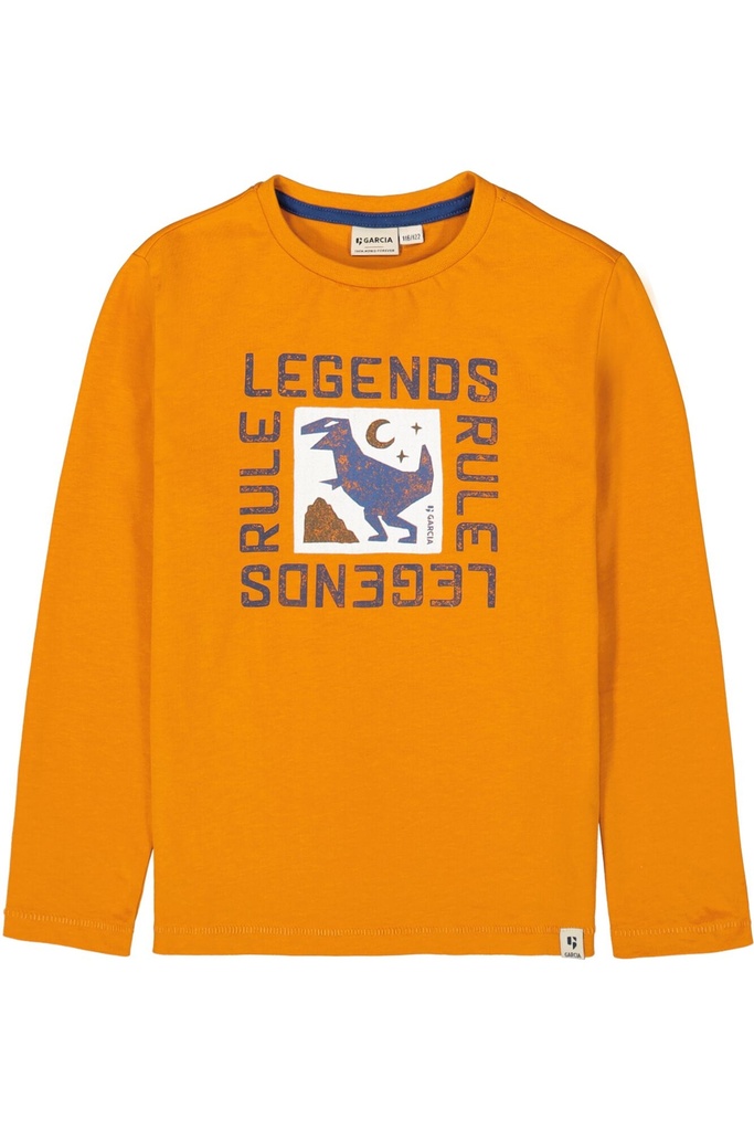 GARCIA - T-shirt LM orange + dinosaure bleu