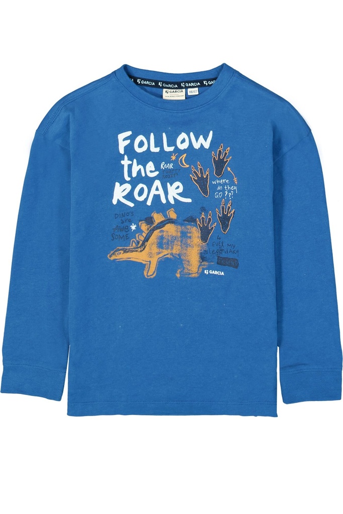 GARCIA - T-shirt LM bleu + dinosaure orange