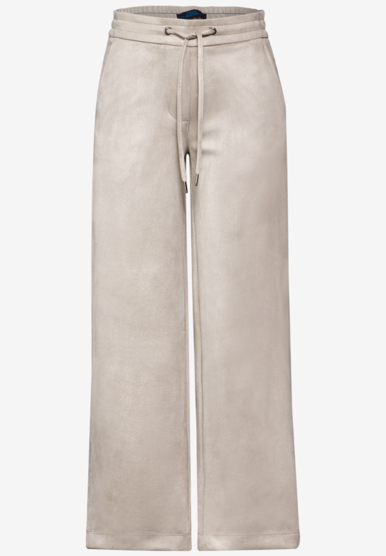 CECIL - Pantalon large beige en daim