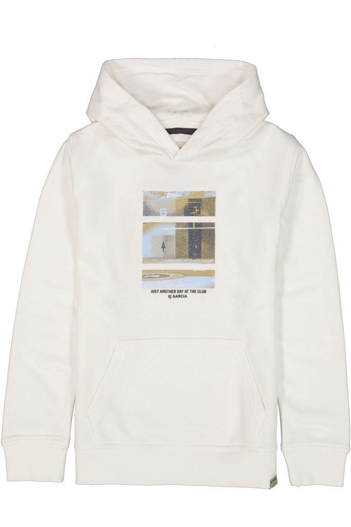 GARCIA - Pull blanc capuche + paysage