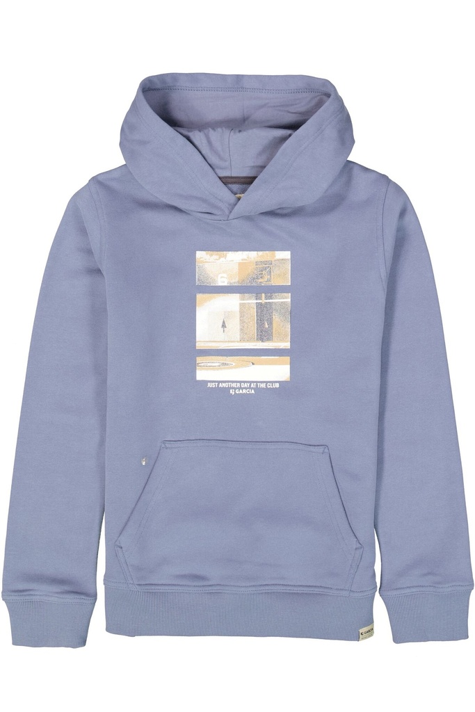 GARCIA - pull bleu ciel capuche + paysage