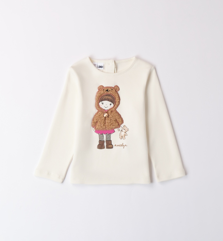 IDO - T-shirt LM écru + fille beige et rose