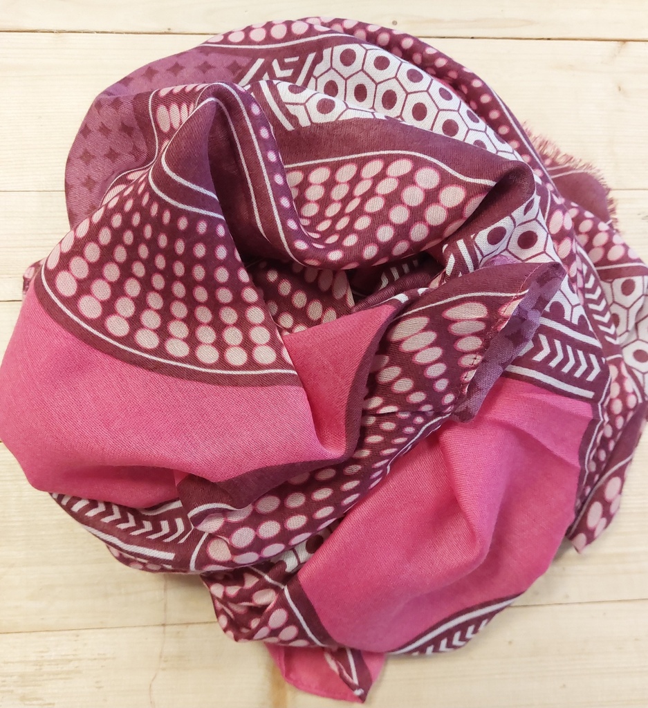 ACCESS - Foulard bordeaux, blanc et vieux rose