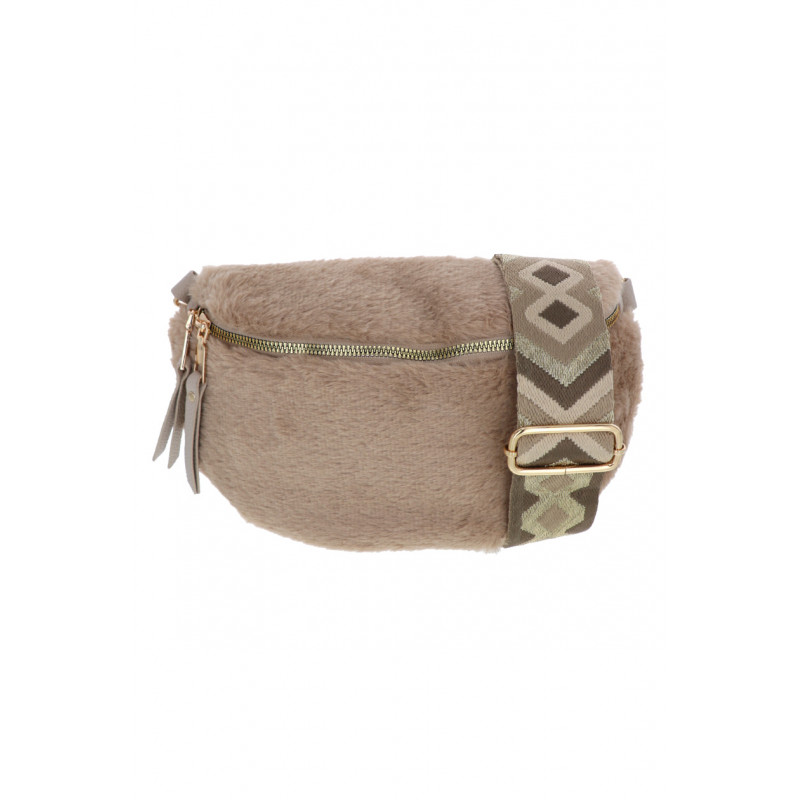 ACCESS - Sac bandoulière beige fourrure