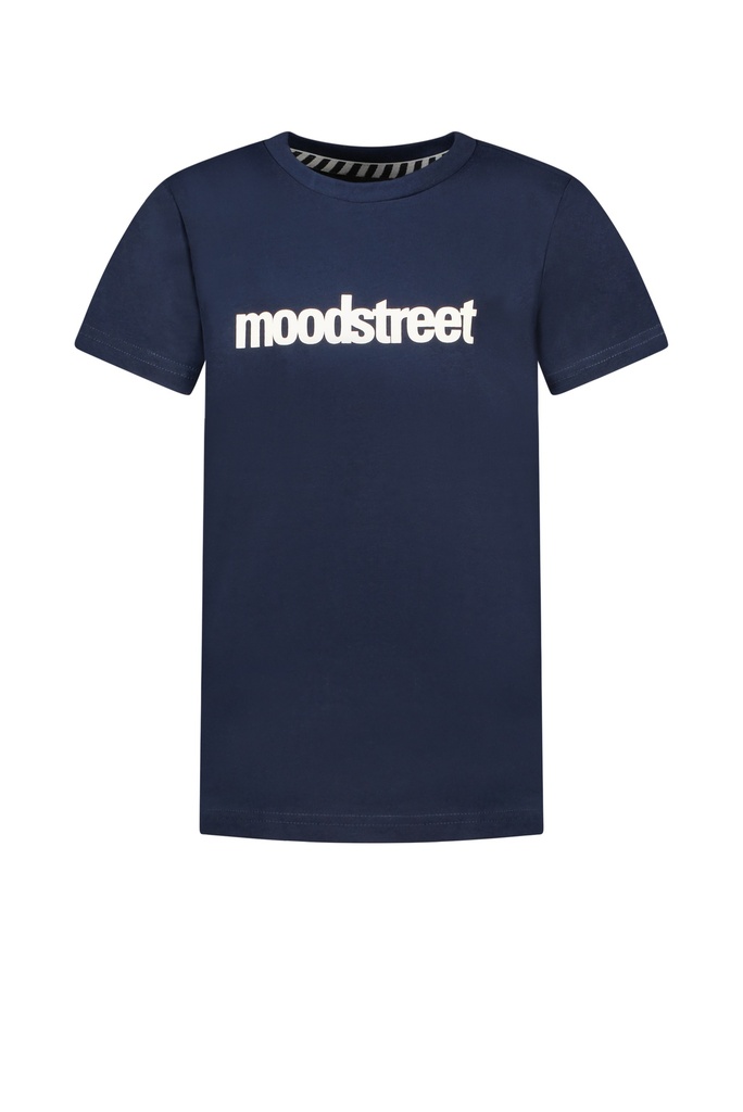 MOODSTREET - T-shirt bleu MC + MOODSTREET blc