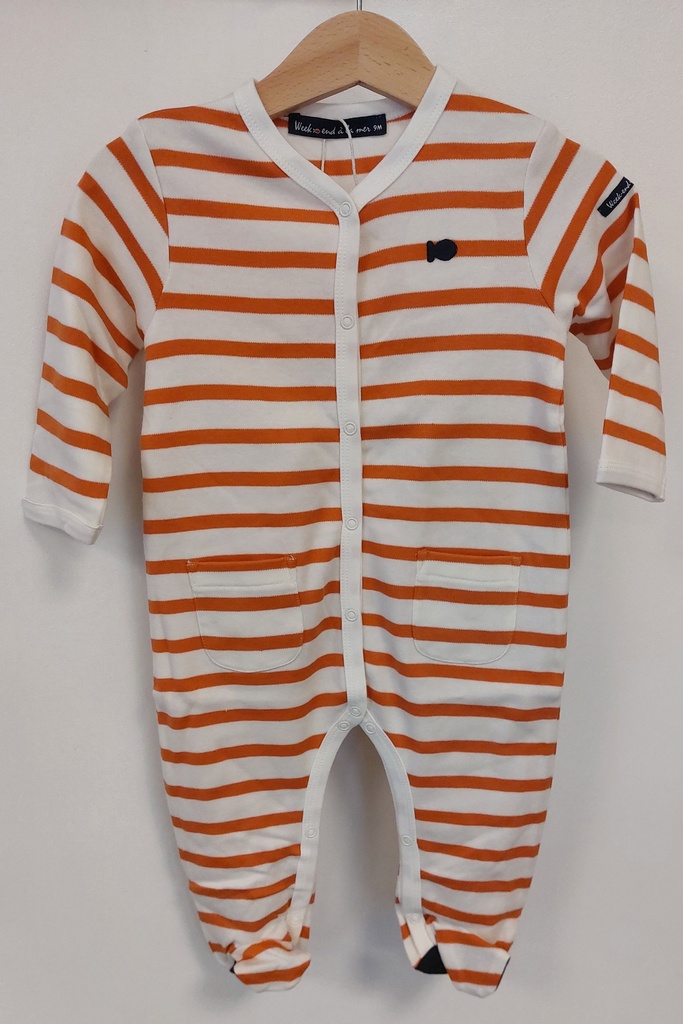 WEEK END A LA MER - Pyjama écru rayé orange