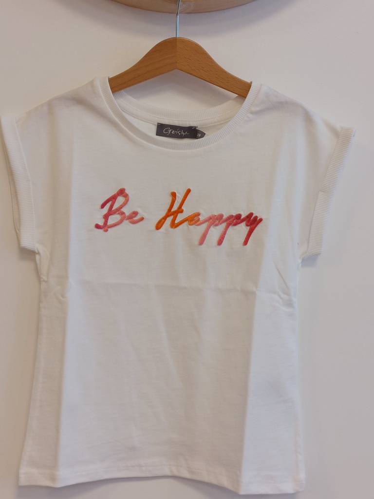 GEISHA - T-shirt blanc MC "BE HAPPY"