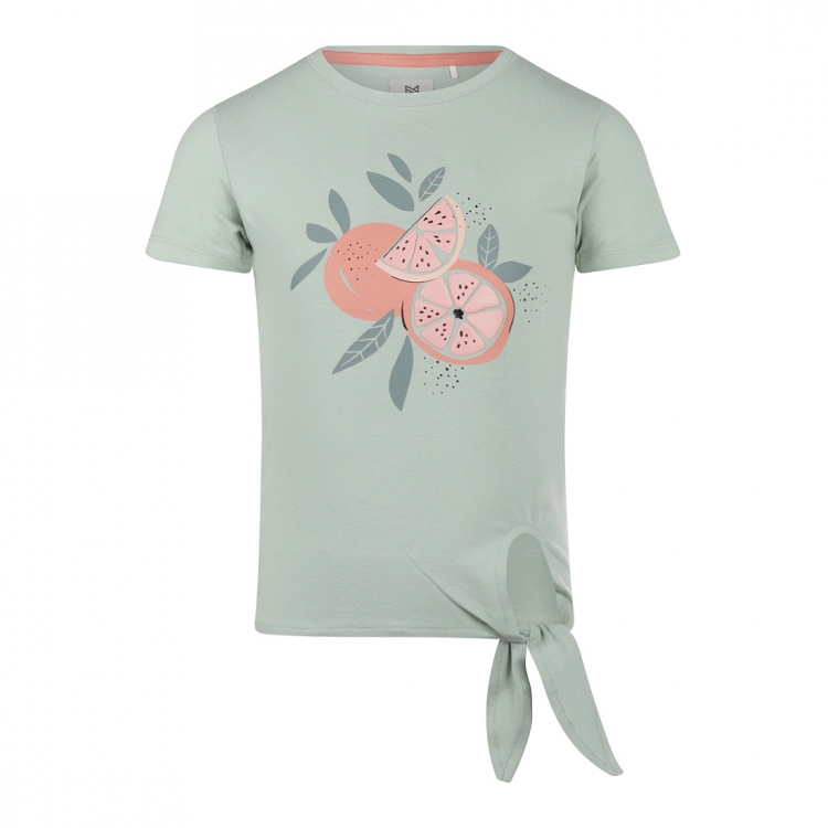 KOKO NOKO - T-shirt vert pâle + fleur corail