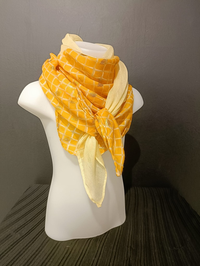 TIMES NACH - Foulard jaune + plume doré