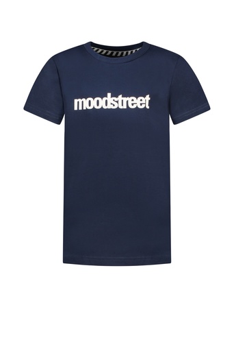 [MNOOS-6419-170] MOODSTREET - T-shirt bleu MC + MOODSTREET blc