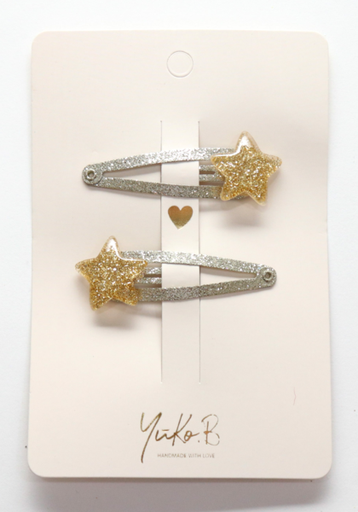 [YB500192] YUKO - Barrettes Gold Stars