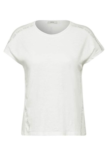 [321524-23474] CECIL - T-shirt écru + lettrage argenté