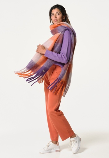 [2402WSCARF03] J&JOY - Echarpe en laine orange/mauve