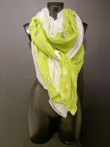 [lemon + coeurs] TIMES NACH - Foulard lemon et blanc + coeurs argenté  (SITE)