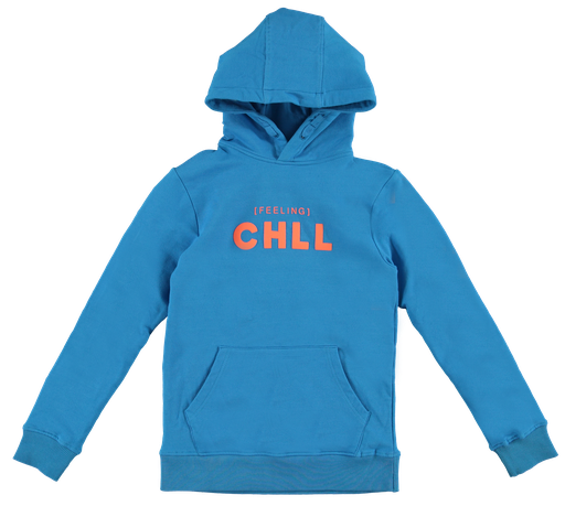 [RONNY] B'CHILL - Pull capuche bleu + inscription orange