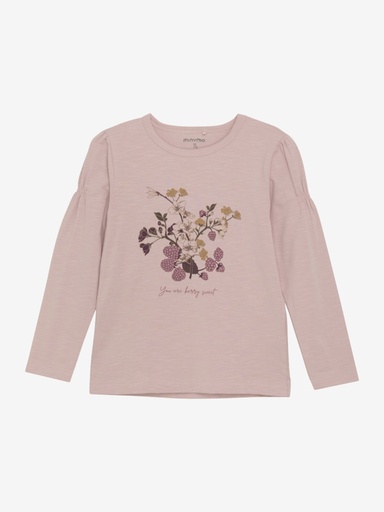 [123700-5013] MINYMO - T-shirt LM vieux rose + fleurs bordeaux (SITE)