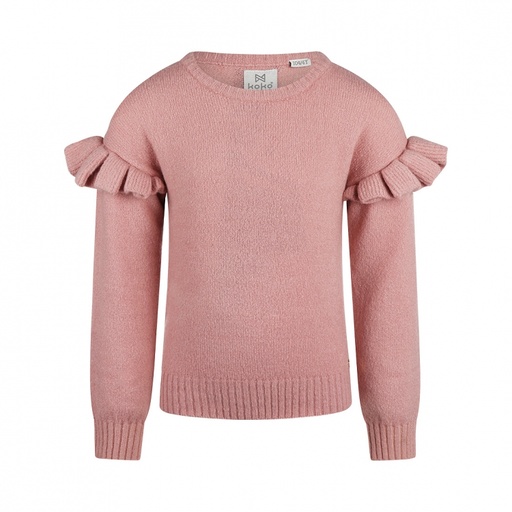 [Q52977-37] KOKO NOKO - Pull rose + volants sur les manches