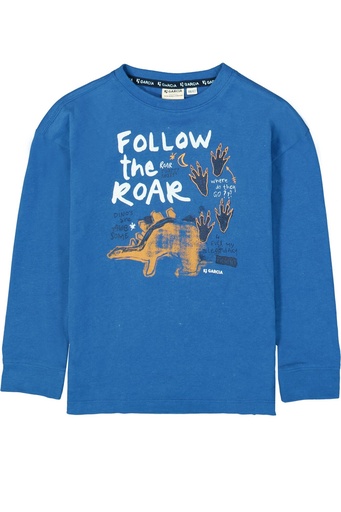 [U45401-5475] GARCIA - T-shirt LM bleu + dinosaure orange