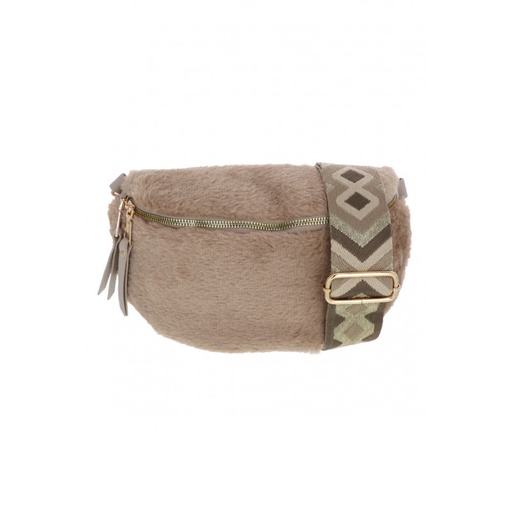 ACCESS - Sac bandoulière beige fourrure